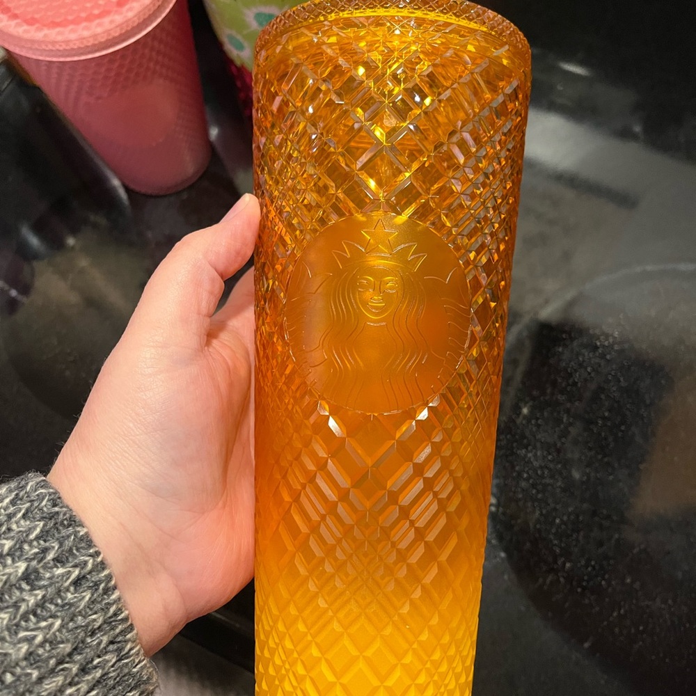 Starbucks Venti Yellow/Gold Jeweled Tumbler